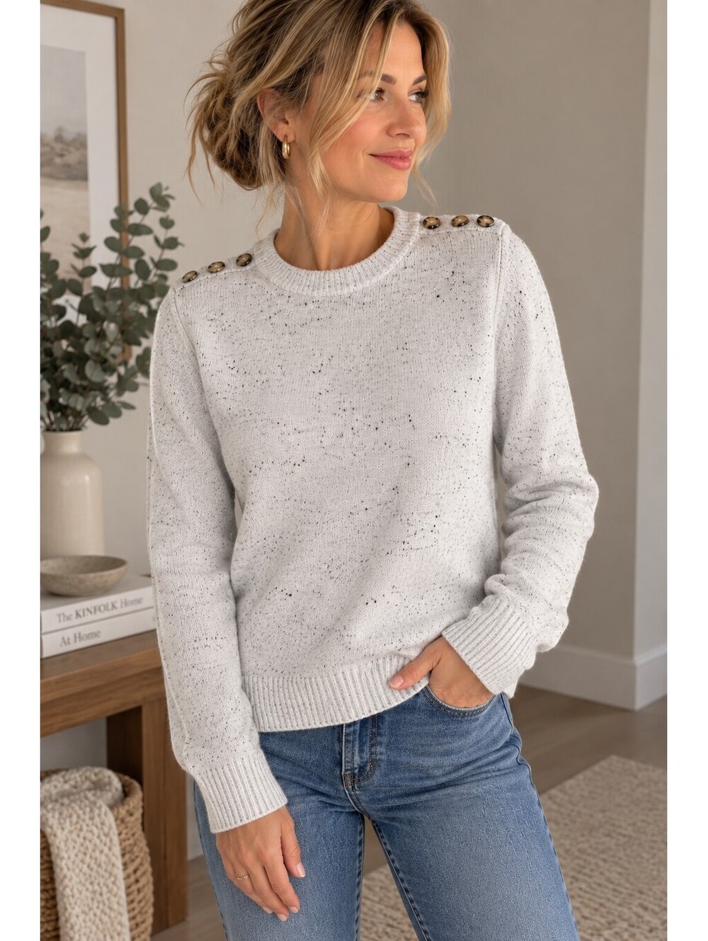 Suzy Shier Women's Speckled Knit Sweater L/G – M/L